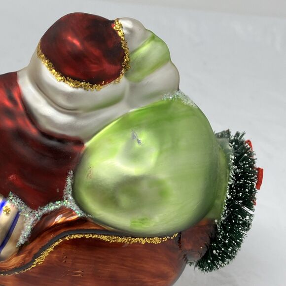 PESCHKA Hand Blown Glass Christmas Santa Sleigh Tree Gifts Reindeer Figurine 9" - Picture 11 of 14